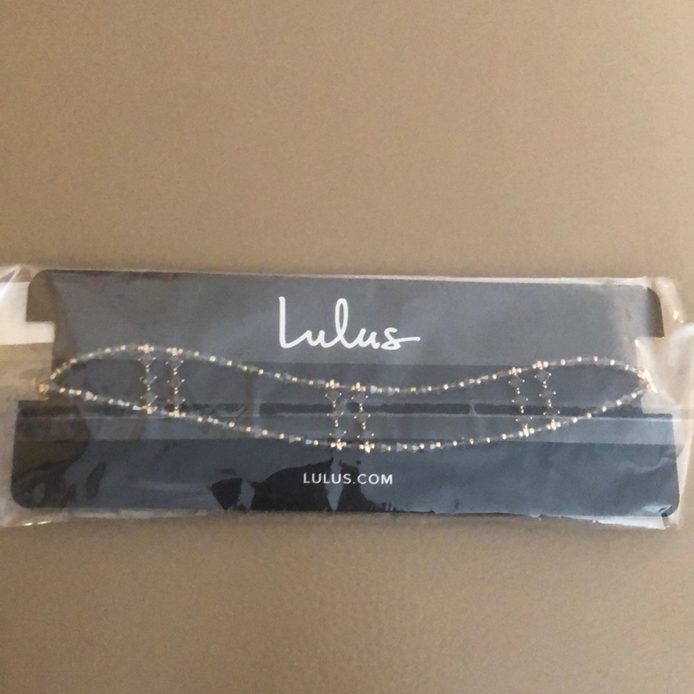 Gold and Grey Crystal Choker Necklace